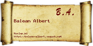 Balean Albert névjegykártya